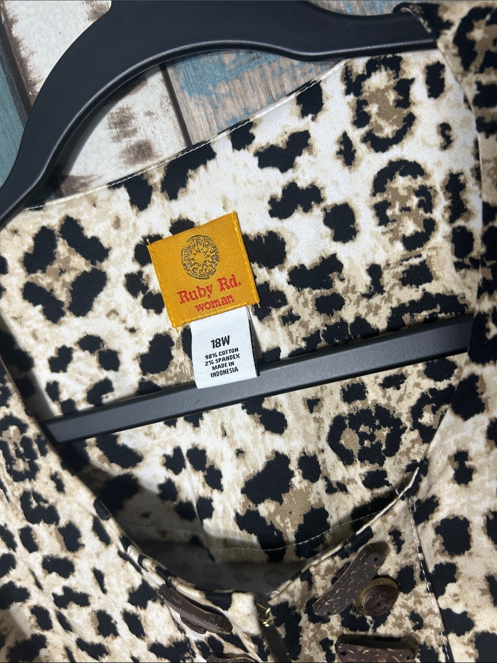Ruby Rd. Leopard Print shacket Cream & Black - Picture 2 of 16